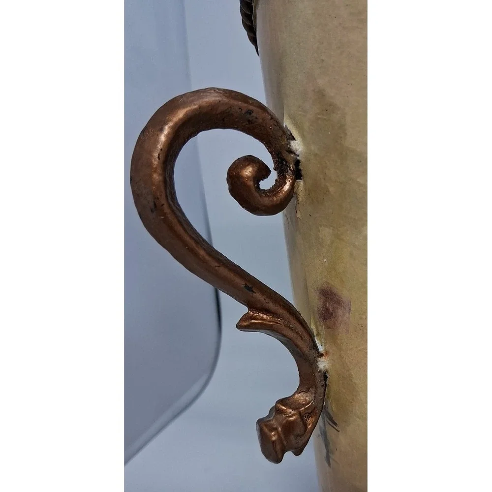 Vintage Style Decorative Cache Pot with Handles and Grape Design